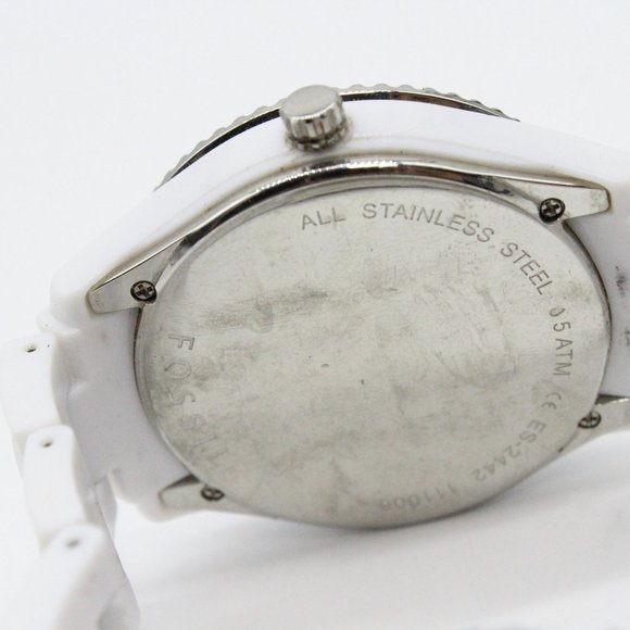 Fossil Watch Unisex Lightweight "Stella" ES-2442 White Resin Analog Quartz - Picture 8 of 8